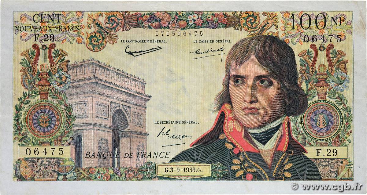 100 Nouveaux Francs BONAPARTE FRANCIA  1959 F.59.03 BB