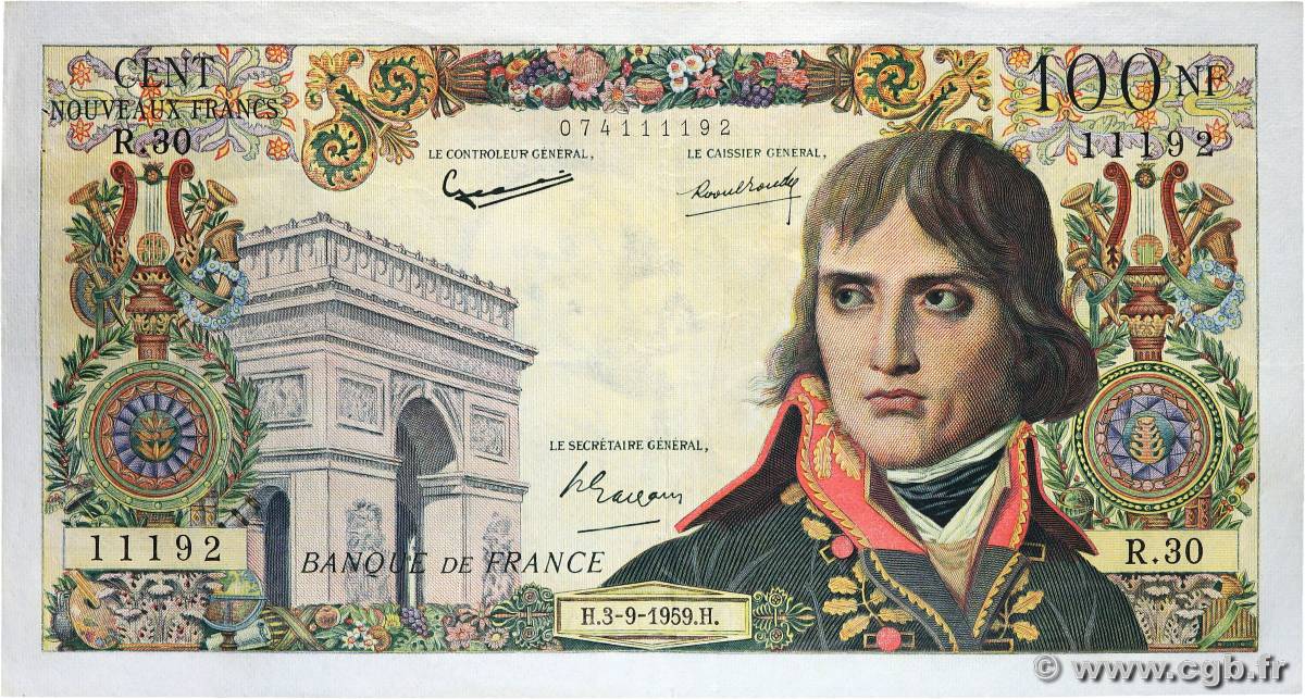 100 Nouveaux Francs BONAPARTE FRANKREICH  1959 F.59.03 fVZ