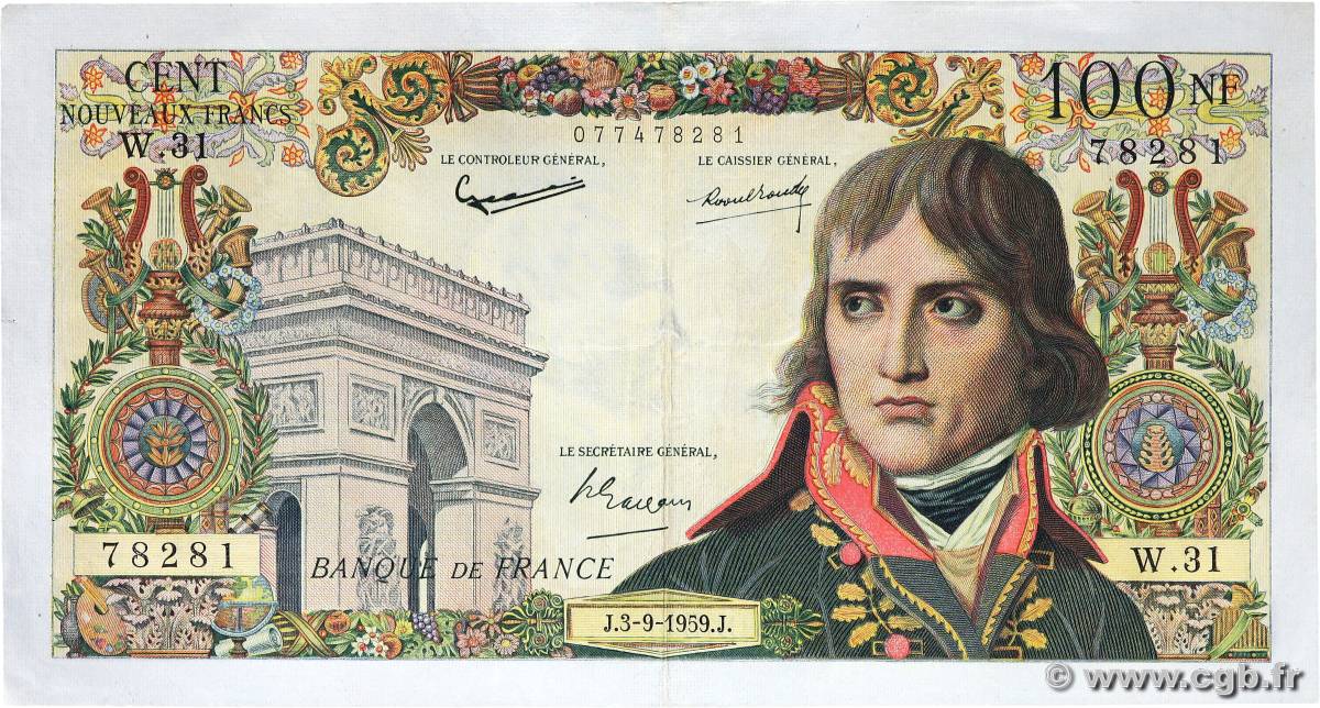 100 Nouveaux Francs BONAPARTE FRANCIA  1959 F.59.03 SPL