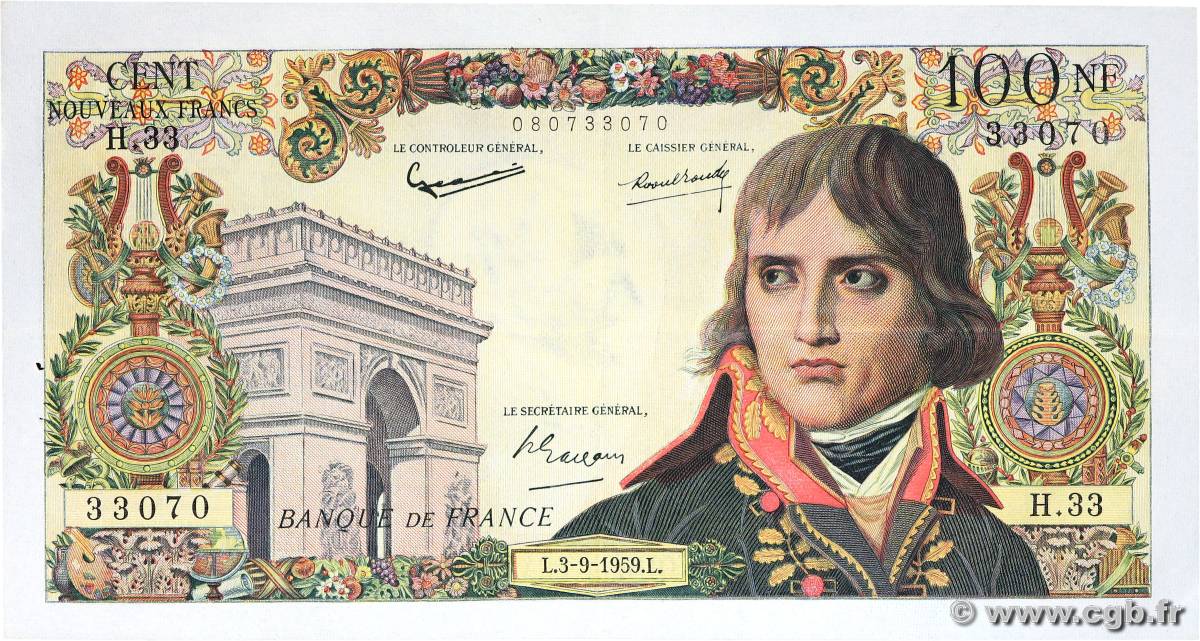 100 Nouveaux Francs BONAPARTE FRANCIA  1959 F.59.03 EBC