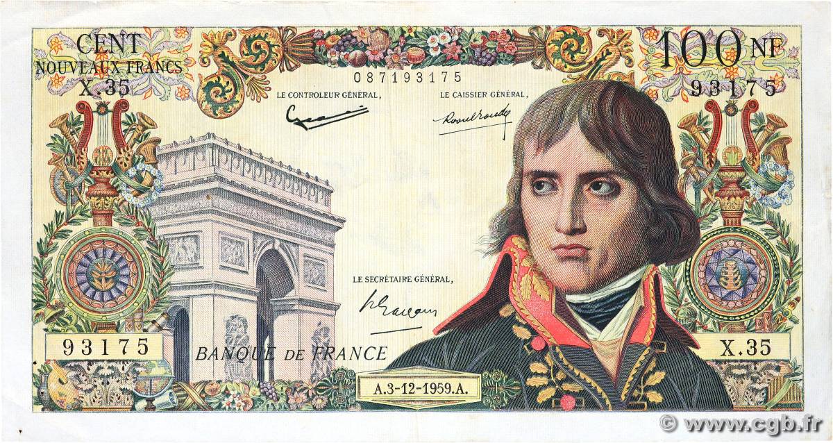 100 Nouveaux Francs BONAPARTE FRANCE  1959 F.59.04 TTB+