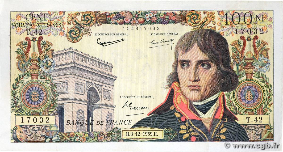 100 Nouveaux Francs BONAPARTE FRANKREICH  1959 F.59.04 fVZ