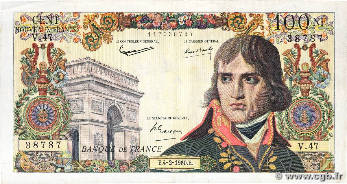 100 Nouveaux Francs BONAPARTE FRANCIA  1960 F.59.05 q.BB