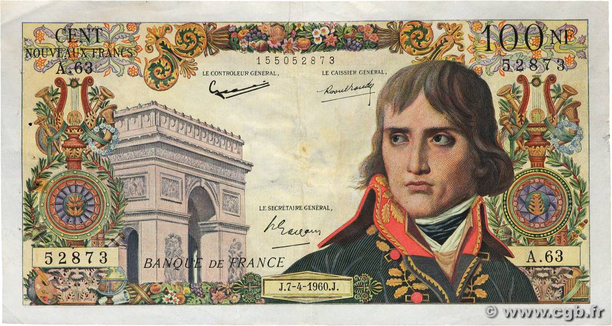 100 Nouveaux Francs BONAPARTE FRANCE  1960 F.59.06 VF-