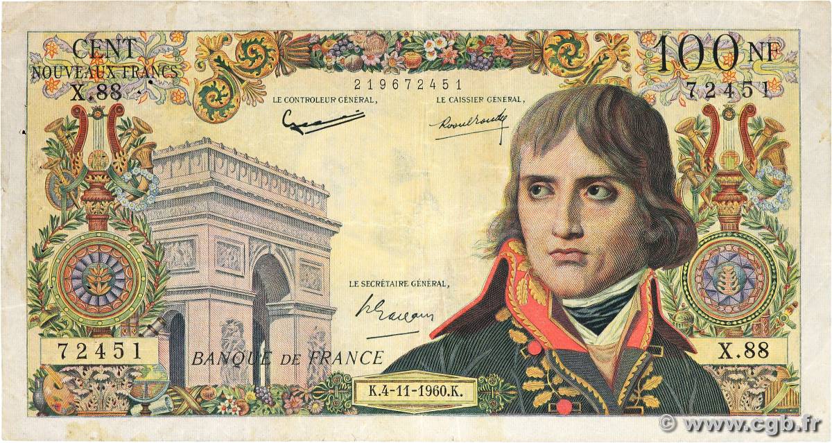 100 Nouveaux Francs BONAPARTE FRANCE  1960 F.59.08 F