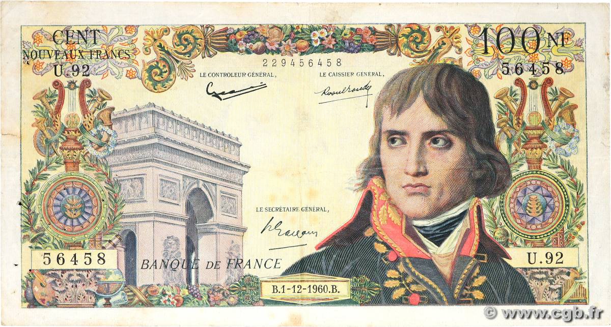 100 Nouveaux Francs BONAPARTE FRANCIA  1960 F.59.09 q.BB