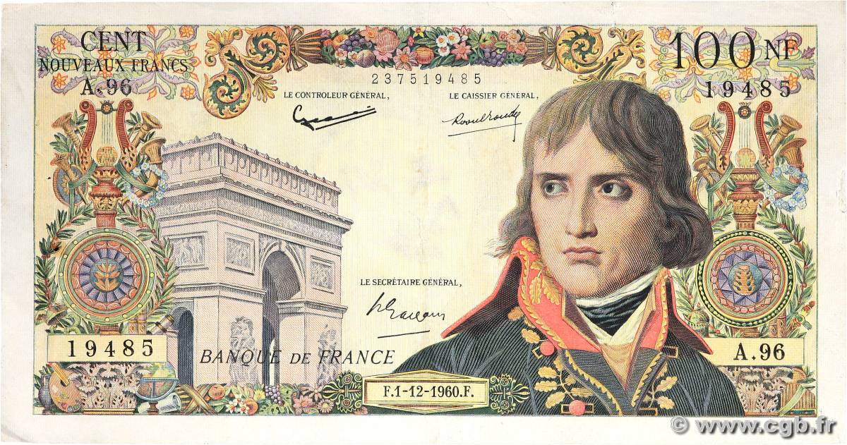 100 Nouveaux Francs BONAPARTE FRANCE  1960 F.59.09 VF