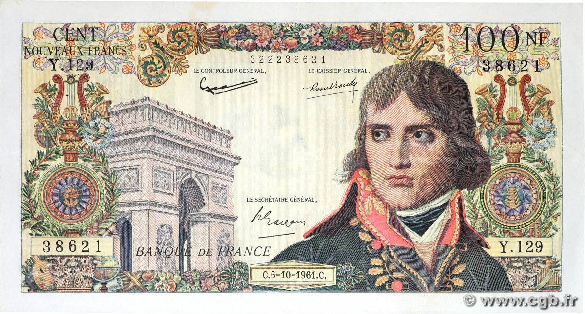 100 Nouveaux Francs BONAPARTE FRANKREICH  1961 F.59.12 fVZ