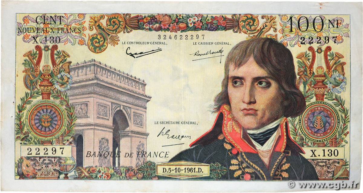 100 Nouveaux Francs BONAPARTE FRANCIA  1961 F.59.12 BC+