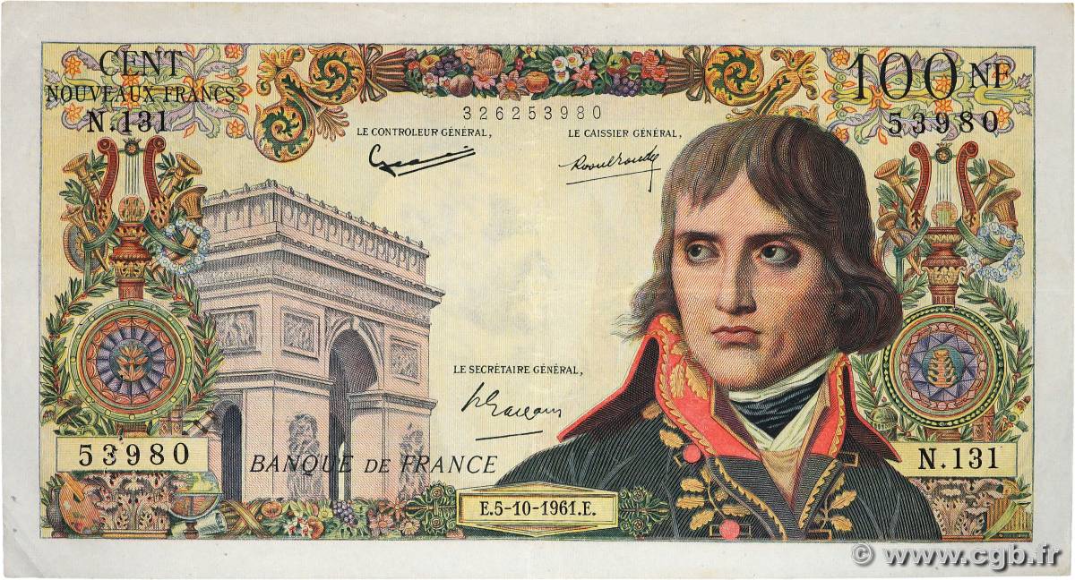 100 Nouveaux Francs BONAPARTE FRANCIA  1961 F.59.12 BB