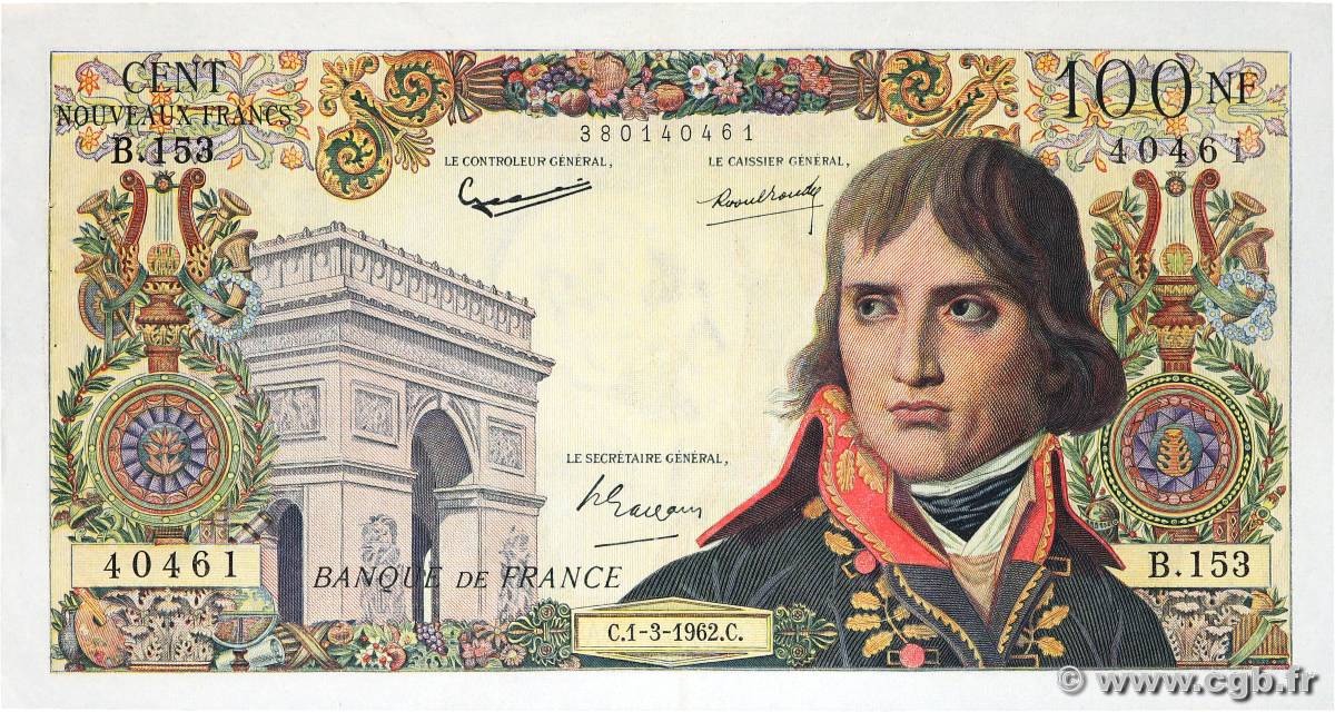 100 Nouveaux Francs BONAPARTE FRANCIA  1962 F.59.14 q.SPL