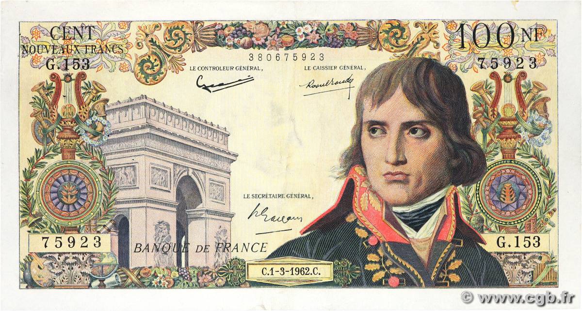 100 Nouveaux Francs BONAPARTE FRANCIA  1962 F.59.14 q.SPL