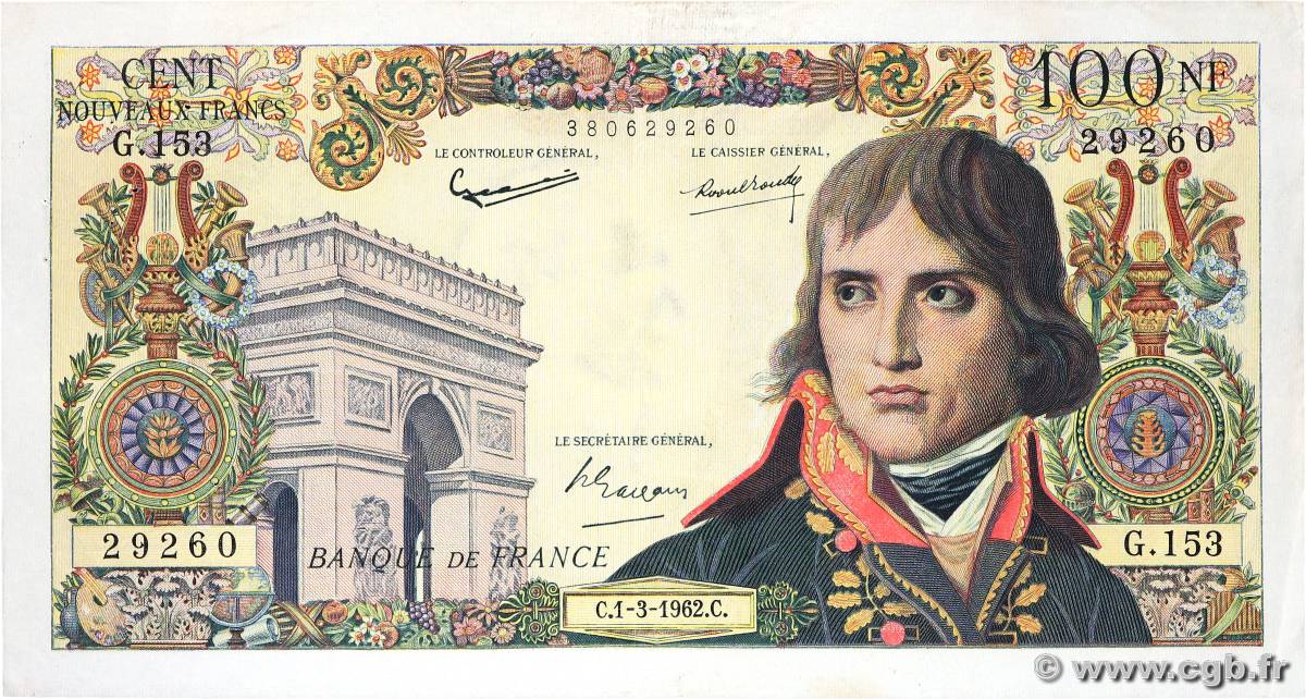 100 Nouveaux Francs BONAPARTE FRANKREICH  1962 F.59.14 fVZ