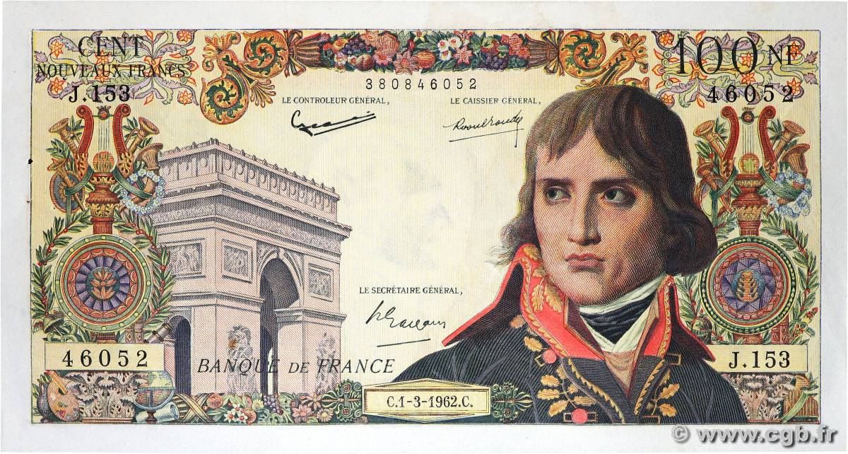 100 Nouveaux Francs BONAPARTE FRANCIA  1962 F.59.14 q.SPL