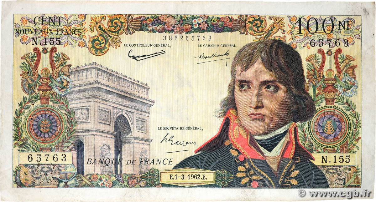 100 Nouveaux Francs BONAPARTE FRANCE  1962 F.59.14 F+