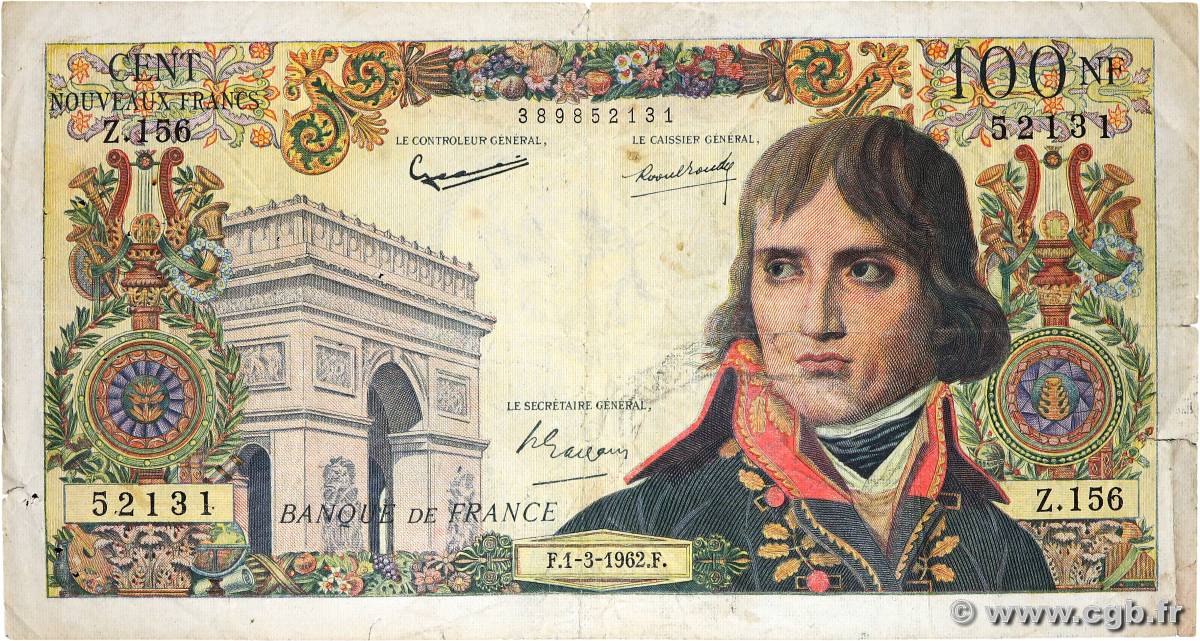 100 Nouveaux Francs BONAPARTE FRANCIA  1962 F.59.14 q.MB