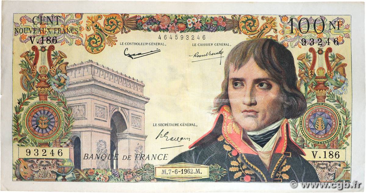 100 Nouveaux Francs BONAPARTE FRANKREICH  1962 F.59.16 SS