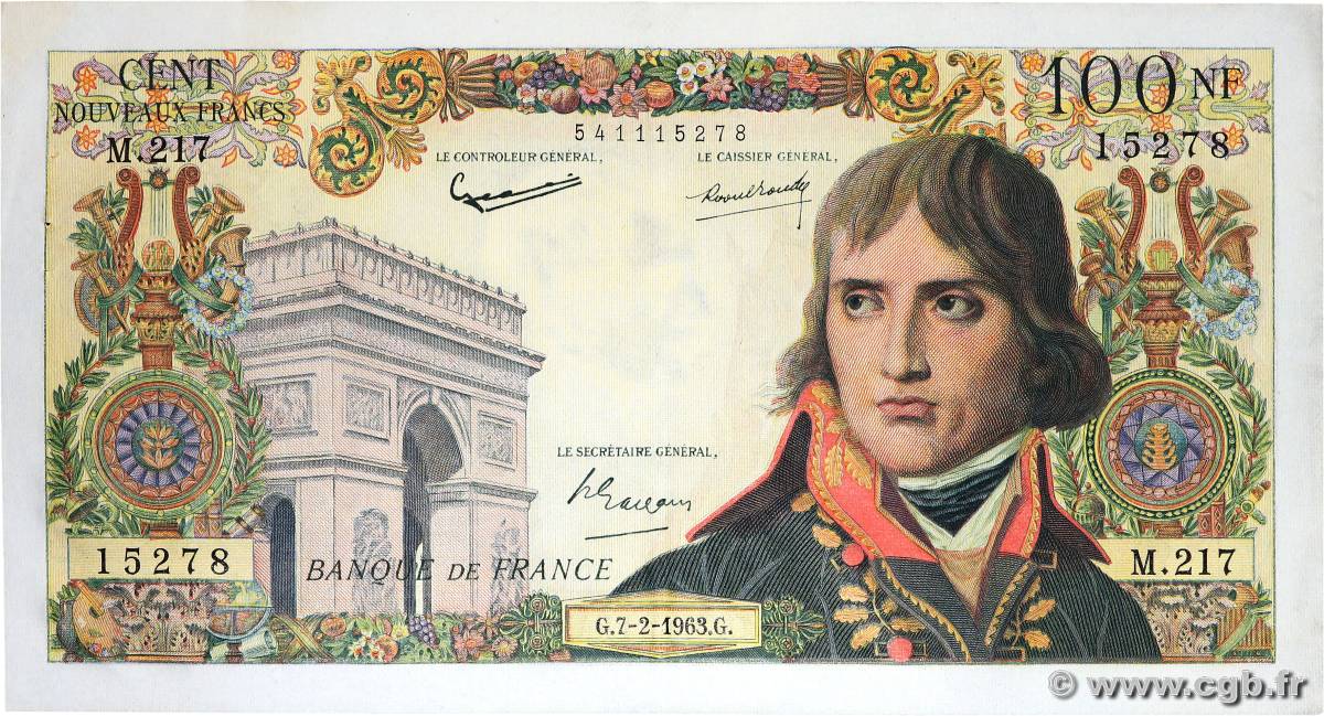 100 Nouveaux Francs BONAPARTE FRANKREICH  1963 F.59.19 VZ