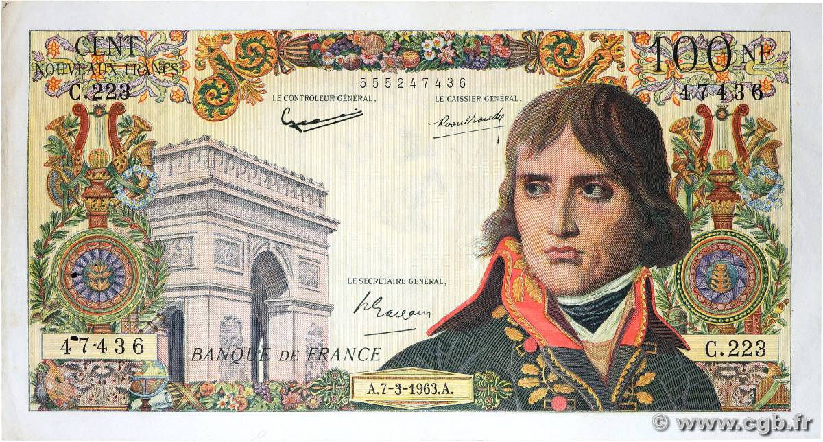 100 Nouveaux Francs BONAPARTE FRANCE  1963 F.59.20 VF+