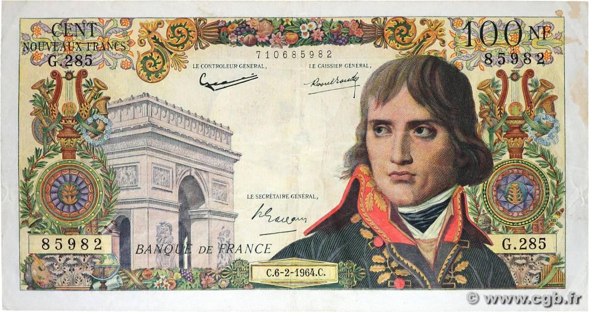 100 Nouveaux Francs BONAPARTE FRANCIA  1964 F.59.25 BC+