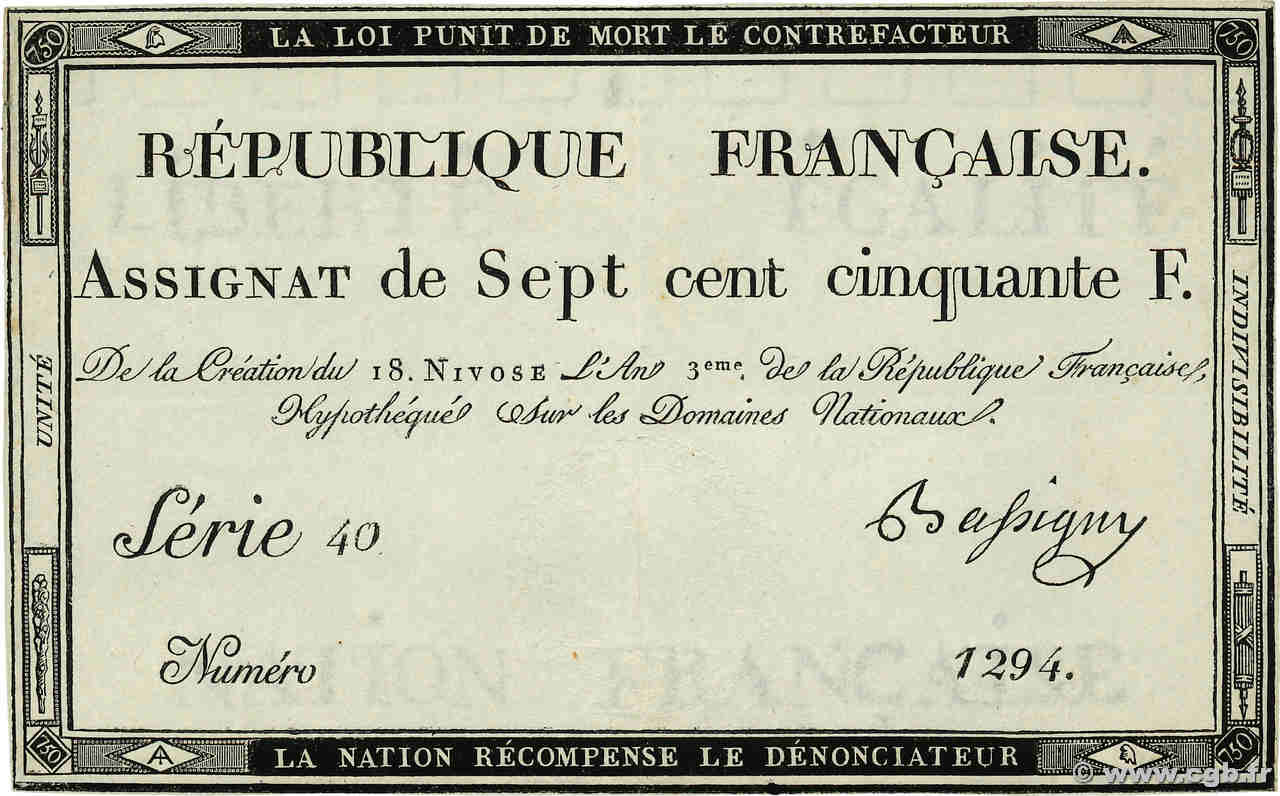 750 Francs FRANCE  1795 Ass.49a SUP