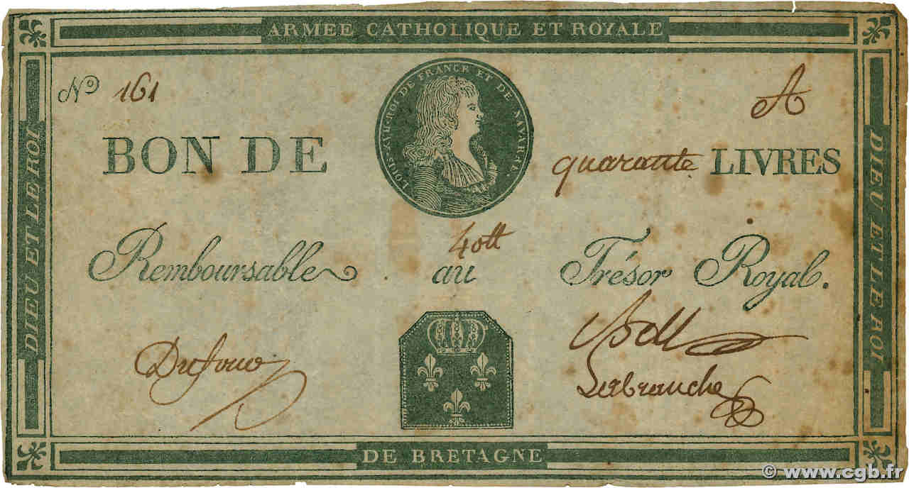 40 Livres Louis XVII FRANCIA  1793 Laf.278 BB