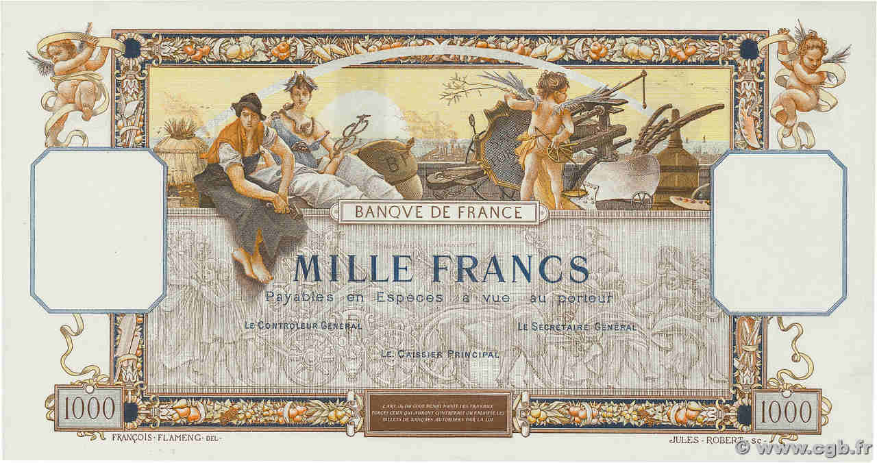 1000 Francs FLAMENG Essai FRANCE  1897 NE.1897.02 UNC