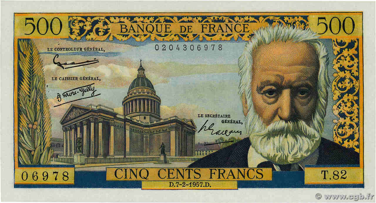 500 Francs VICTOR HUGO FRANCIA  1957 F.35.06 EBC+
