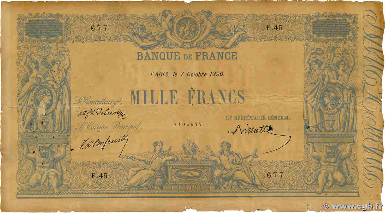 1000 Francs BLEU ET ROSE FRANCE  1890 F.36.02 B+