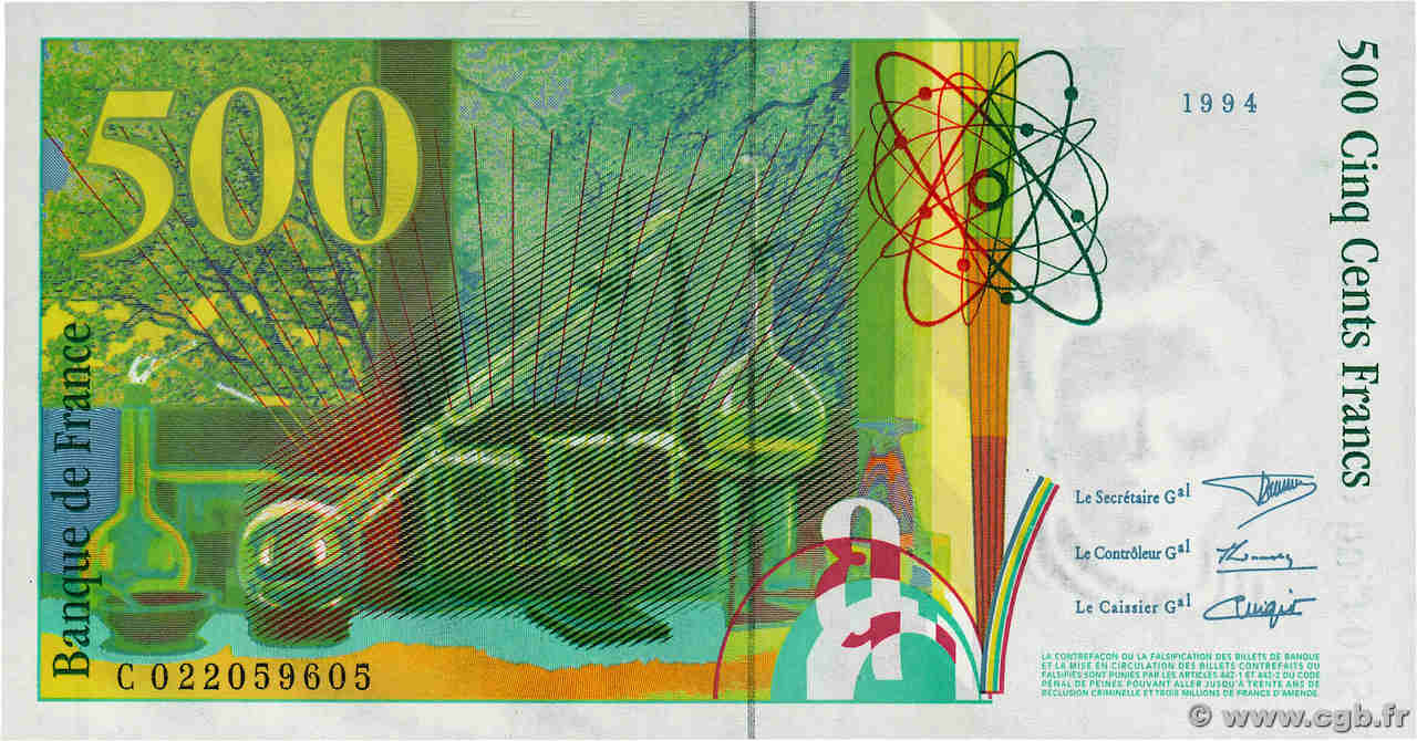 500 Francs PIERRE ET MARIE CURIE Sans le symbole du Radium Fauté FRANCE 1994 F.76f3.01 pr.NEUF