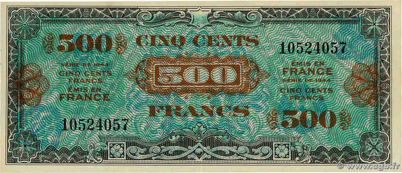 500 Francs DRAPEAU FRANCE  1944 VF.21.01 SPL