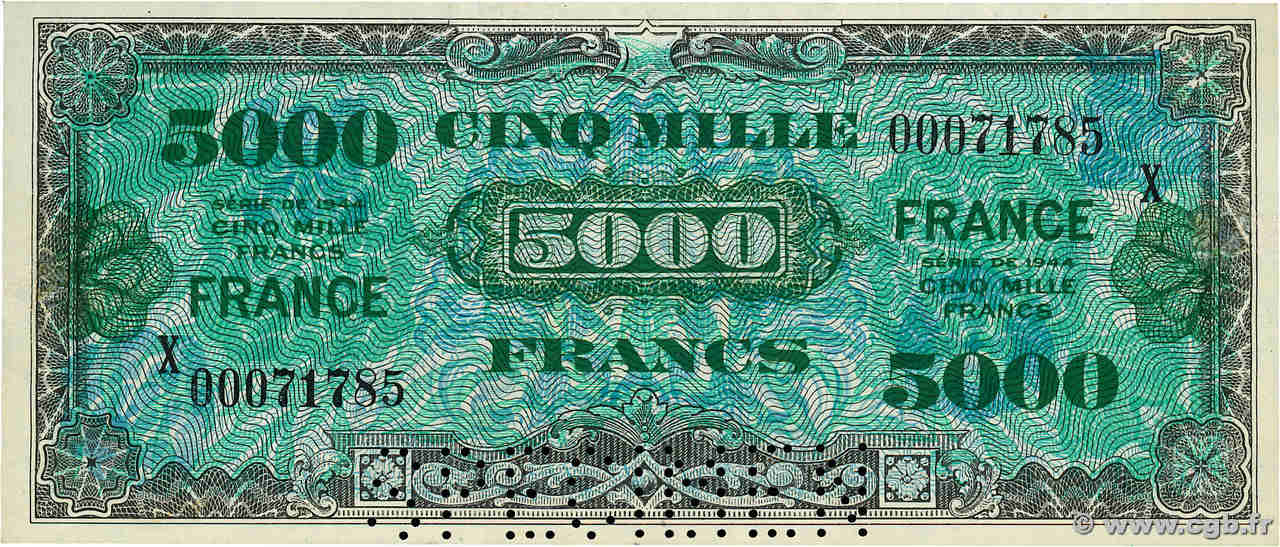 5000 Francs FRANCE Spécimen FRANCE  1945 VF.28.02Sp SPL