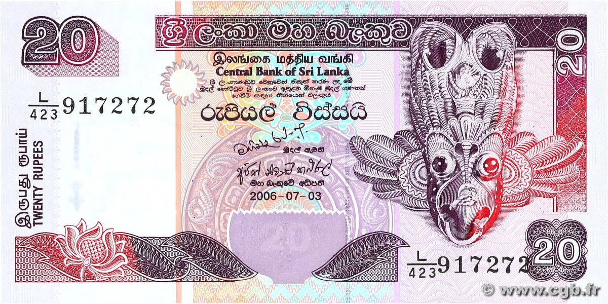 20 Rupees SRI LANKA  2006 P.109e NEUF