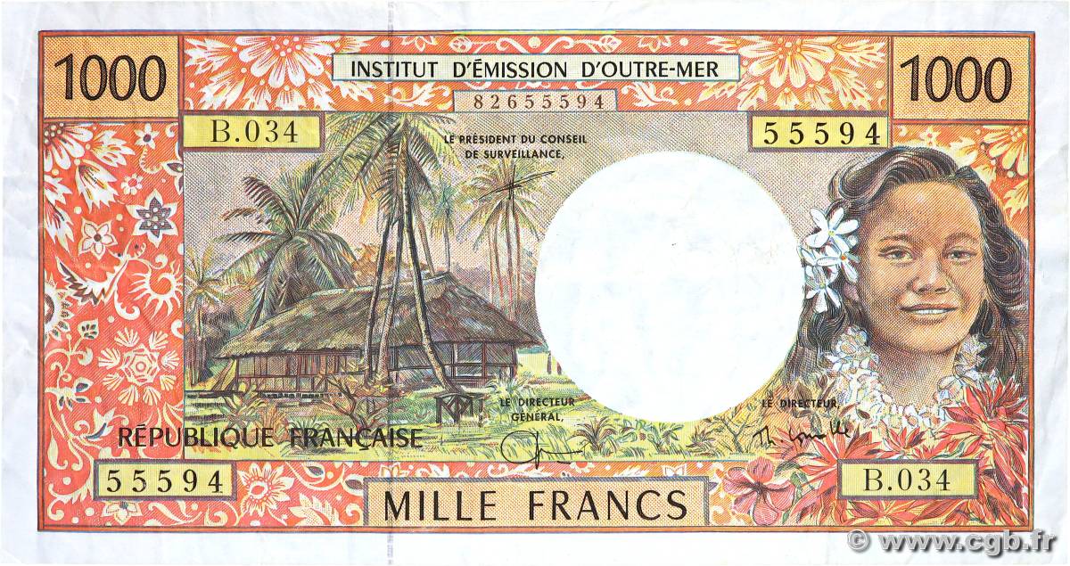 1000 Francs POLYNESIA, FRENCH OVERSEAS TERRITORIES  2002 P.02h F+