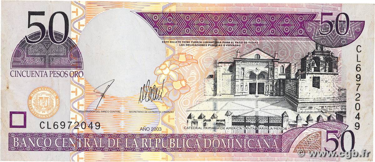 50 Pesos Oro RÉPUBLIQUE DOMINICAINE  2003 P.170b S