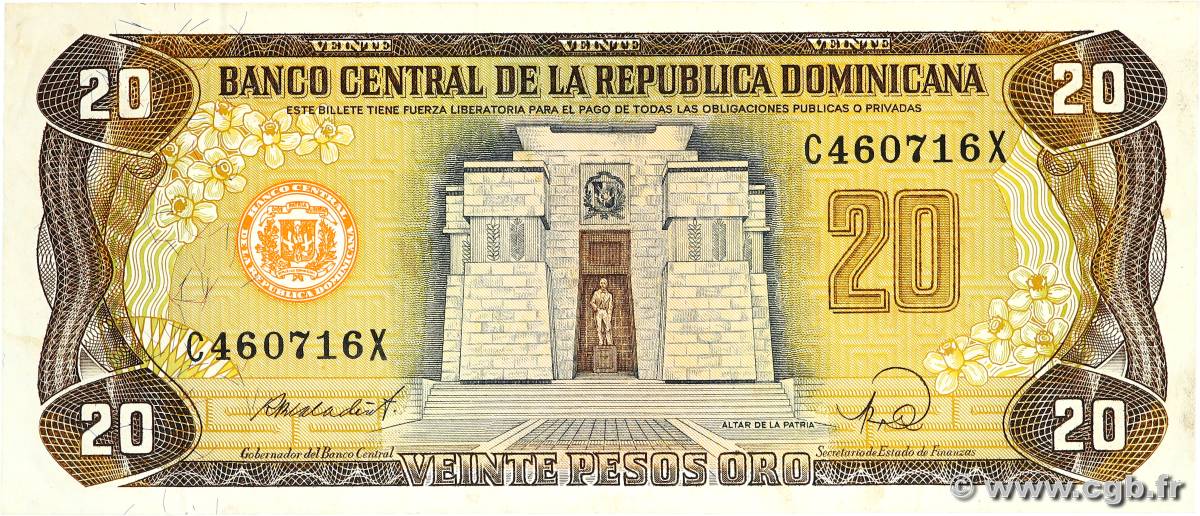 20 Pesos Oro RÉPUBLIQUE DOMINICAINE  1988 P.120c TTB