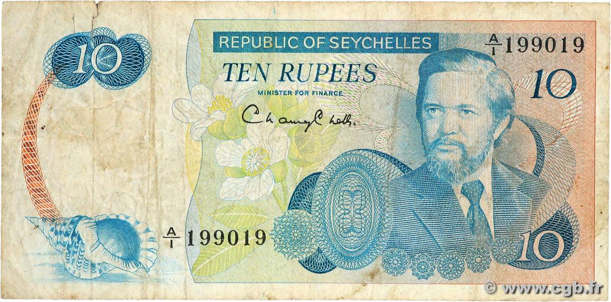 10 Rupees SEYCHELLES  1976 P.19a pr.TB