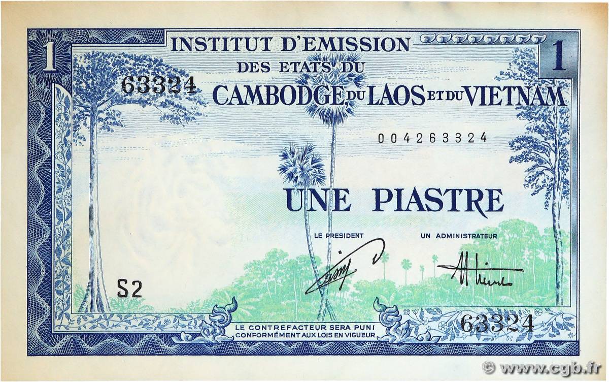 1 Piastre - 1 Dong INDOCHINE FRANÇAISE  1954 P.105 SUP