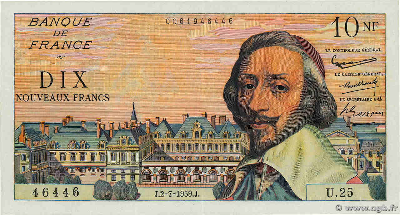 10 Nouveaux Francs RICHELIEU FRANCE  1959 F.57.02 SUP+