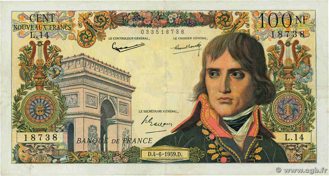 100 Nouveaux Francs BONAPARTE FRANCE  1959 F.59.02 TTB+
