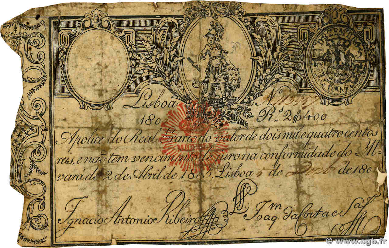 2400 Reis PORTUGAL  1828 P.035 AB