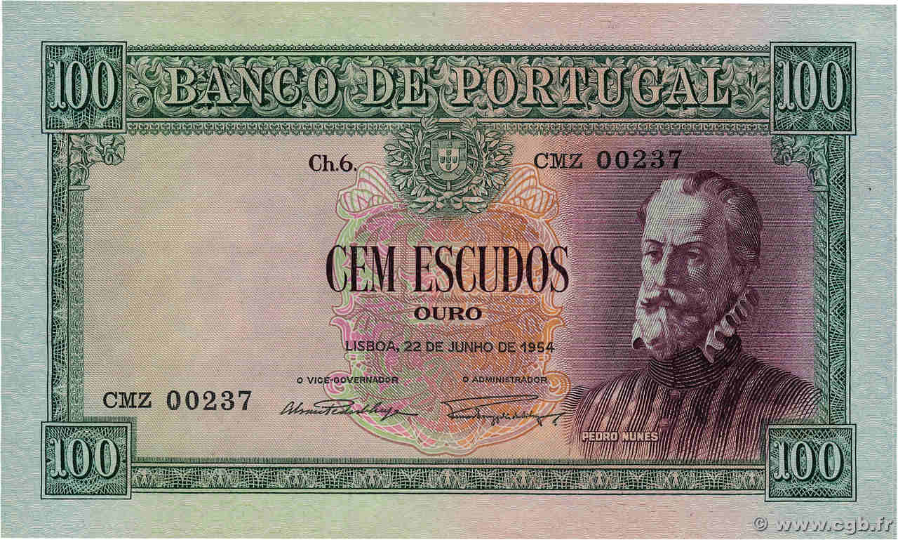 100 Escudos PORTUGAL  1954 P.159 SUP