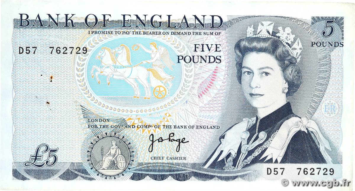 5 Pounds ANGLETERRE  1971 P.378a pr.SUP