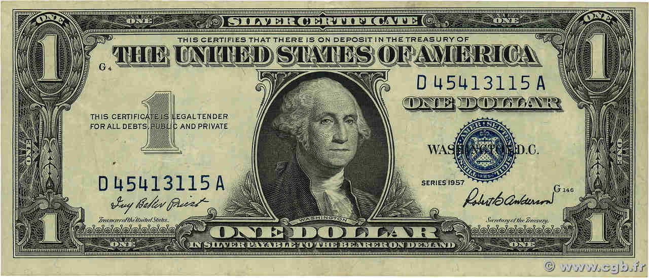 1 Dollar ÉTATS-UNIS D AMÉRIQUE  1957 P.419 TTB
