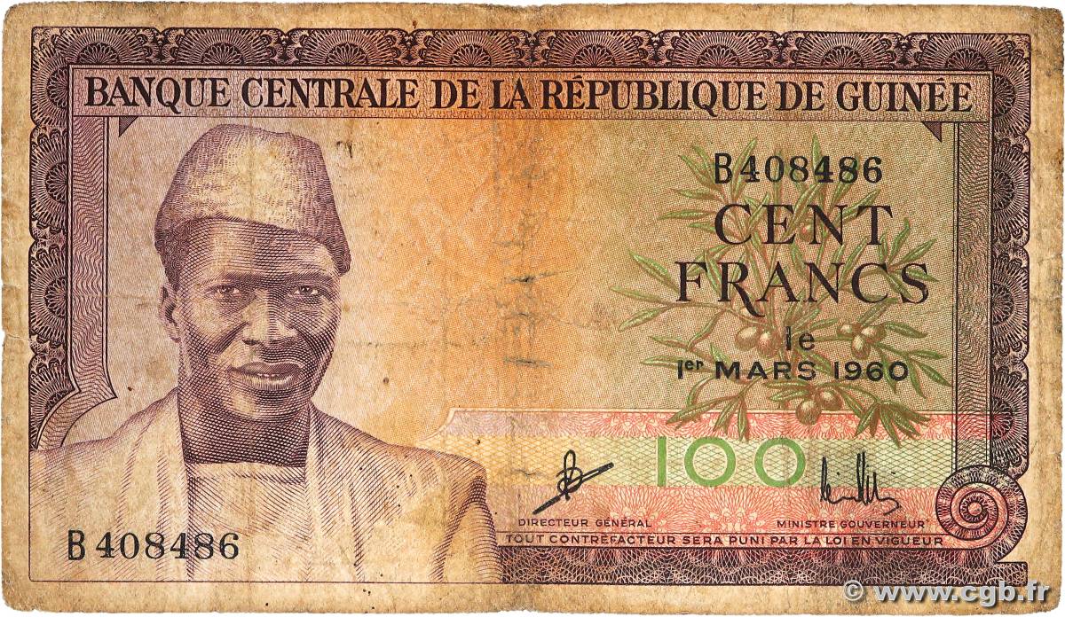 100 Francs GUINÉE  1960 P.13a B