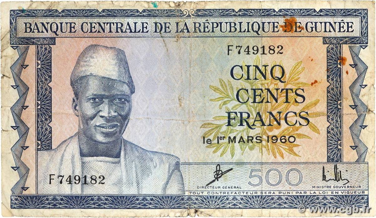 500 Francs GUINEA  1960 P.14a G