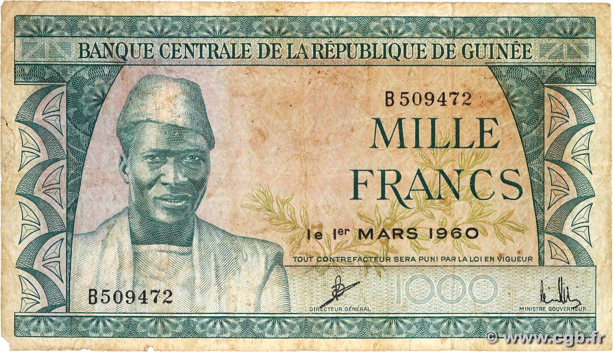 1000 Francs GUINEA  1960 P.15a SGE