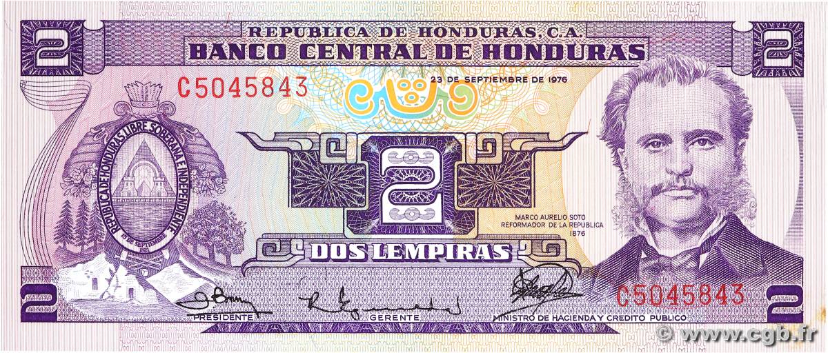 2 Lempiras HONDURAS  1976 P.061 SUP+