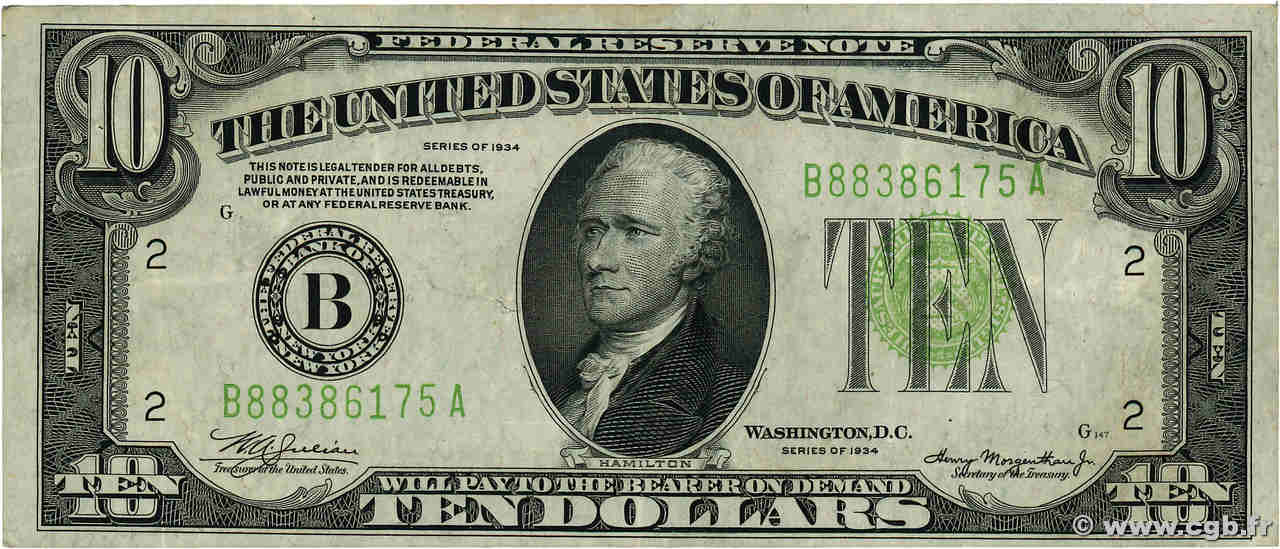 5 Dollars ESTADOS UNIDOS DE AMÉRICA New York 1934 P.430L BC+