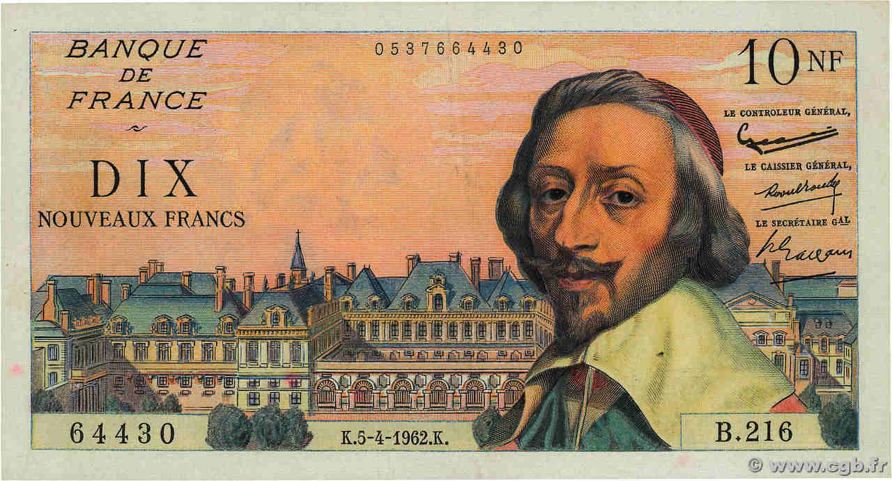 10 Nouveaux Francs RICHELIEU FRANKREICH  1962 F.57.18 SS